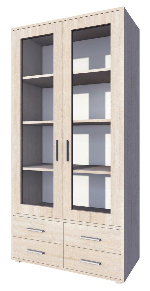 Vitrine Garut 12, Farbe: Sonoma Eiche - Abmessungen: 194 x 100 x 40 cm (H x B x T)