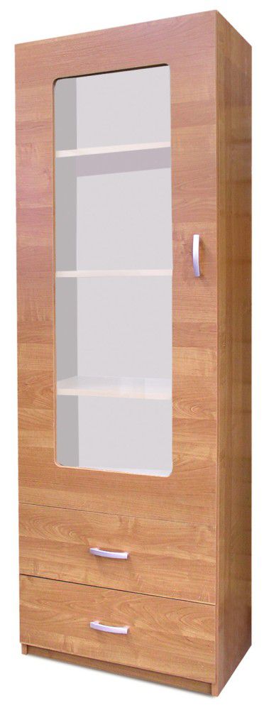 Vitrine Kisaran 20, Farbe: Erle - Abmessungen: 190 x 64 x 40 cm (H x B x T)