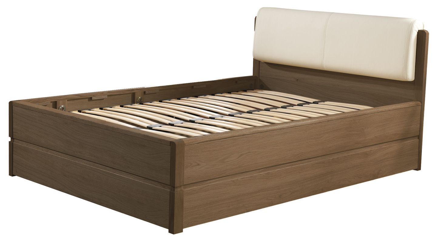 Doppelbett mit Staukasten Fazenda 07, Farbe: Dunkelbraun, Eiche teilmassiv – 140 x 200 cm (B x L)