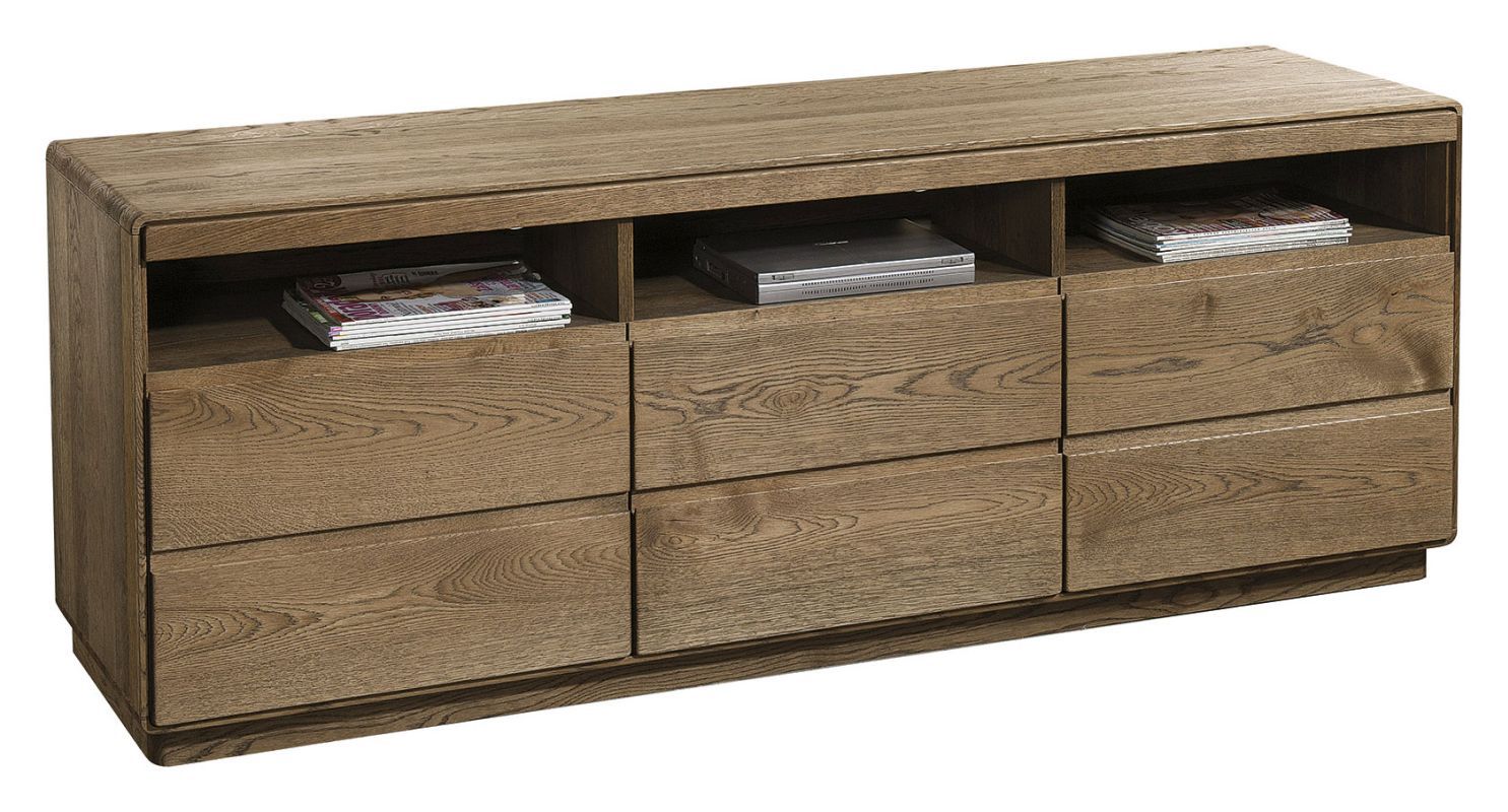 TV-Unterschrank Fazenda 12, Farbe: Dunkelbraun, Eiche teilmassiv – 69 x 177 x 51 cm (H x B x T)