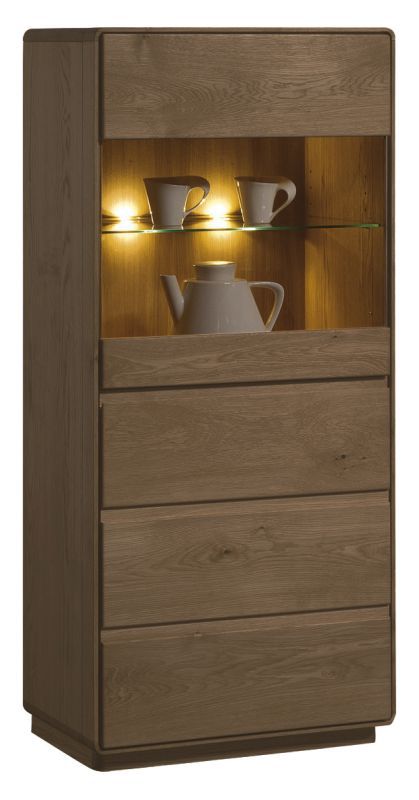 Vitrine Fazenda 21, Farbe: Dunkelbraun, Eiche teilmassiv – 135 x 61 x 41 cm (H x B x T)