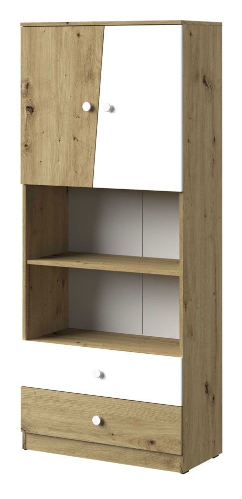 Schrank Sirte 04, Farbe: Eiche / Weiß matt - Abmessungen: 190 x 80 x 40 cm (H x B x T)