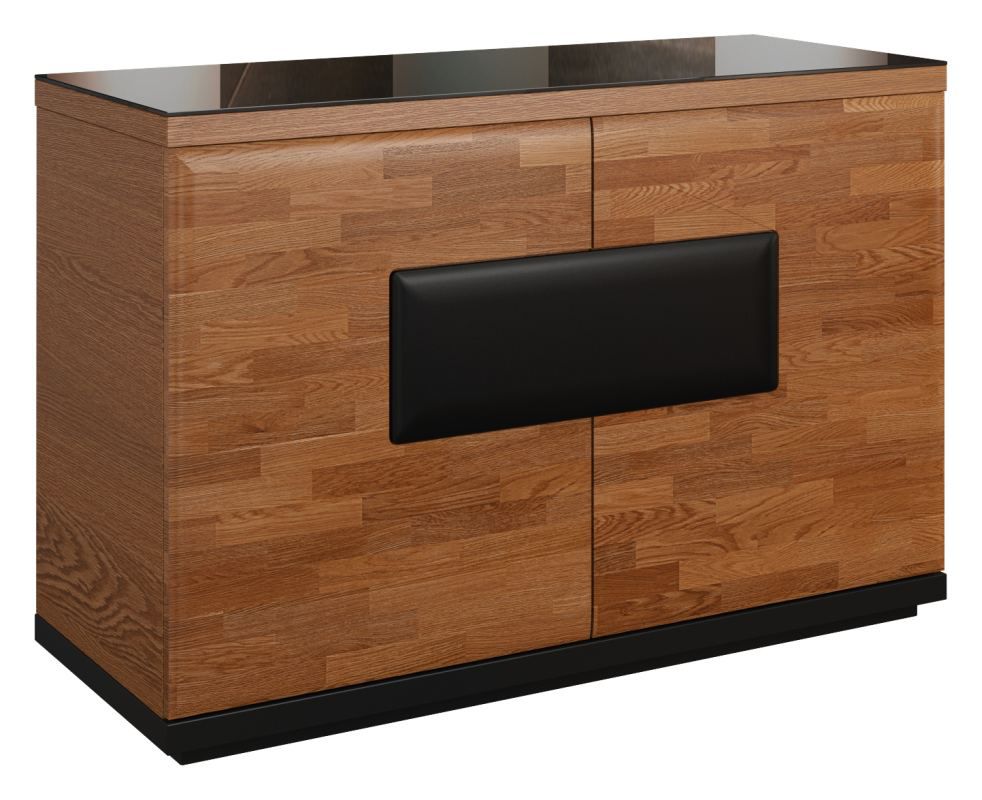 Kommode / Sideboard "Postira" 11, Farbe: Walnuss / Schwarz, teilmassiv - Abmessungen: 82 x 122 x 51 cm (H x B x T)