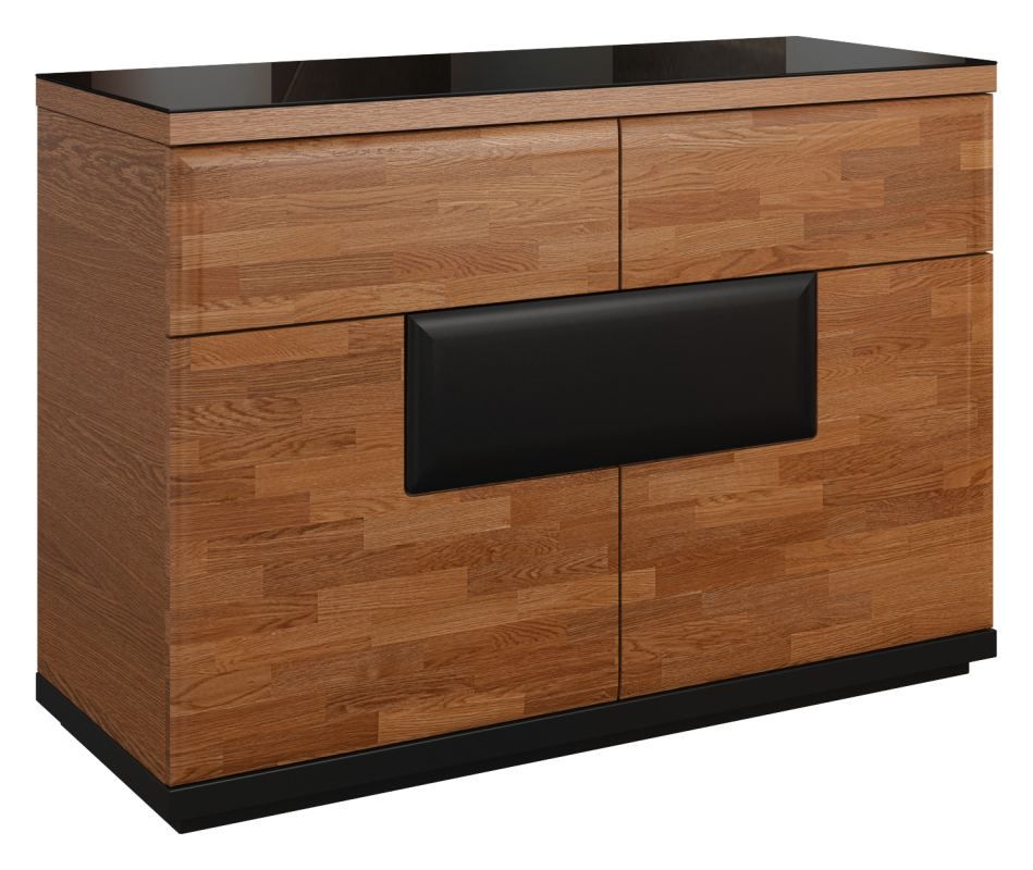 Kommode / Sideboard "Postira" 40, Farbe: Walnuss / Schwarz, teilmassiv - Abmessungen: 86 x 122 x 51 cm (H x B x T)