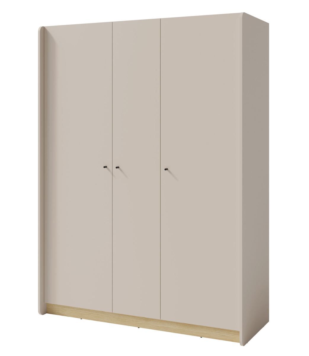 Moderner Kleiderschrank Sampont 01, Beige / Eiche hell, 195 x 145 x 52 cm, mit 12 Fächern und 1 Kleiderstange, ABS-Kanten, robust und langlebig