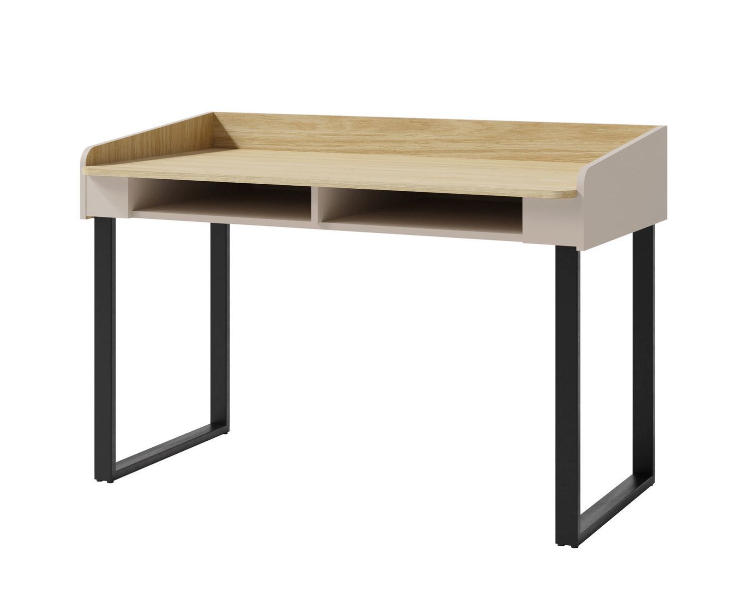 Schreibtisch Sampont 10, Beige / Eiche hell, 83 x 125 x 65 cm, mit 2 praktischen Fächern, ABS-Kanten, viel Ablagefläche, einfache und rasche Montage