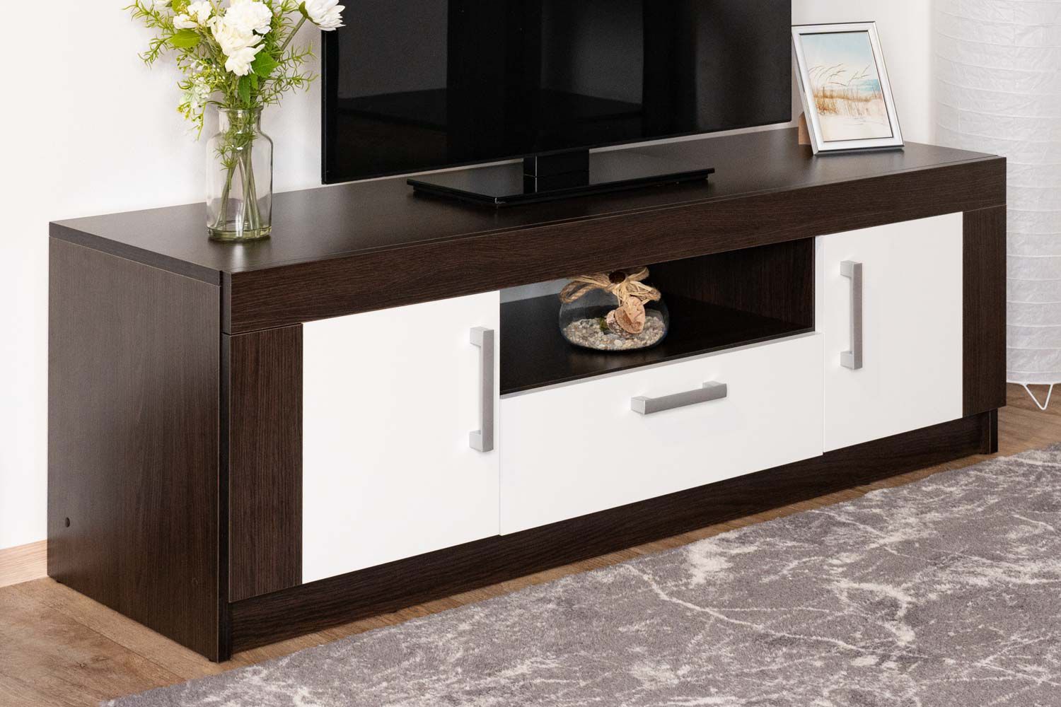 TV-Unterschrank Ezeiza 05, Farbe: Wenge / Weiß - 45 x 138 x 43 cm (H x B x T)