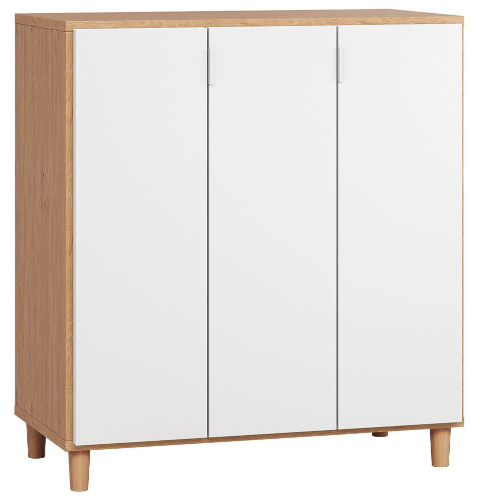 Kommode Arbolita 10, Farbe: Eiche / Weiß - Abmessungen: 100 x 90 x 47 cm (H x B x T)