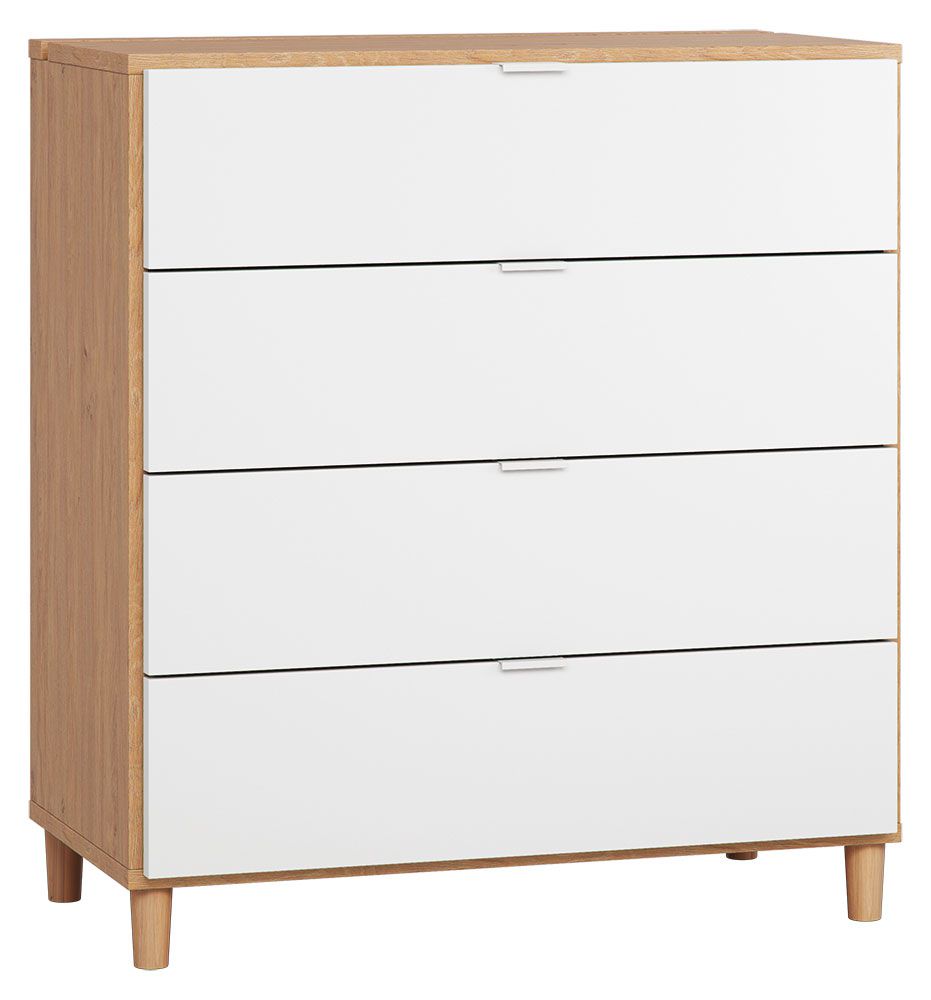 Kommode Arbolita 12, Farbe: Eiche / Weiß- Abmessungen: 100 x 90 x 47 cm (H x B x T)