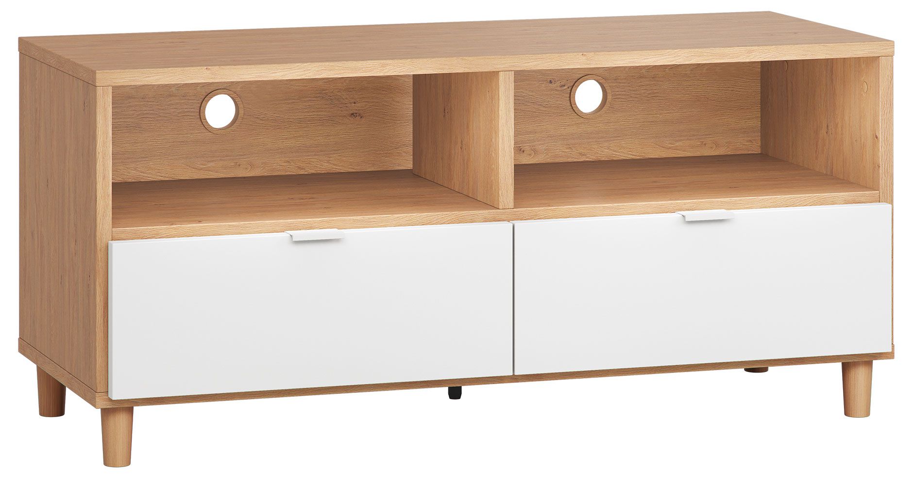 TV-Unterschrank Arbolita 14, Farbe: Eiche / Weiß - Abmessungen: 56 x 120 x 47 cm (H x B x T)