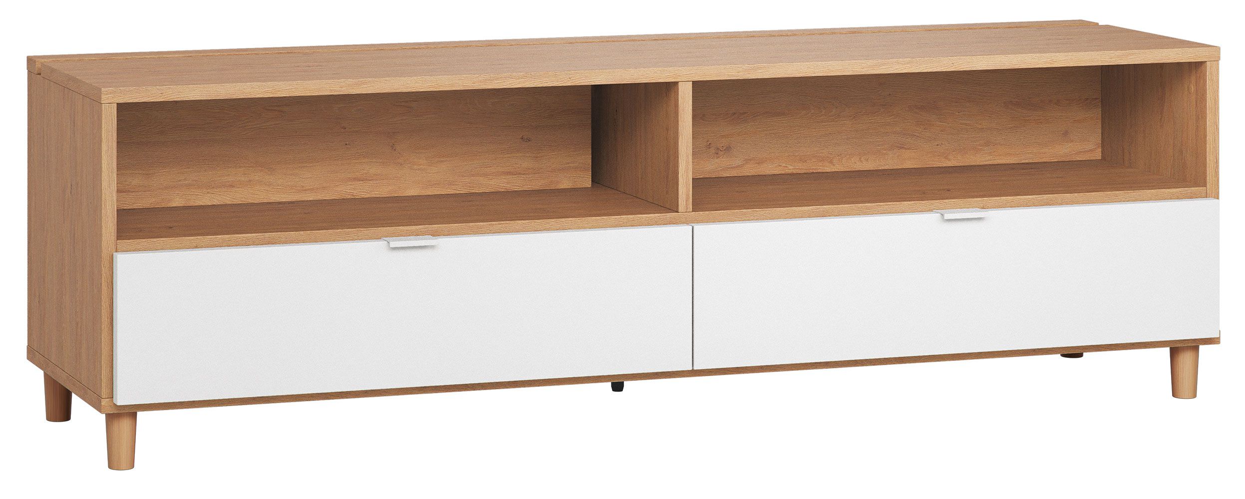 TV-Unterschrank Arbolita 15, Farbe: Eiche / Weiß - Abmessungen: 56 x 180 x 47 cm (H x B x T)