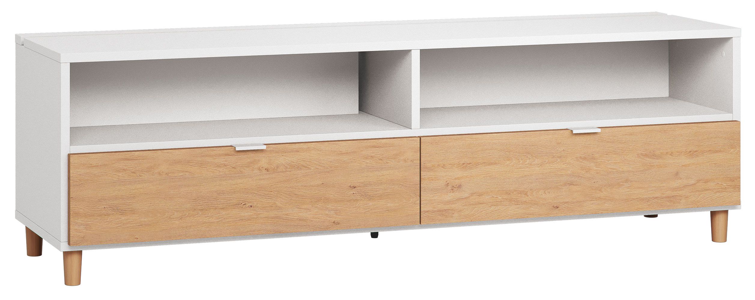 TV-Unterschrank Arbolita 37, Farbe: Weiß / Eiche - Abmessungen: 56 x 180 x 47 cm (H x B x T)