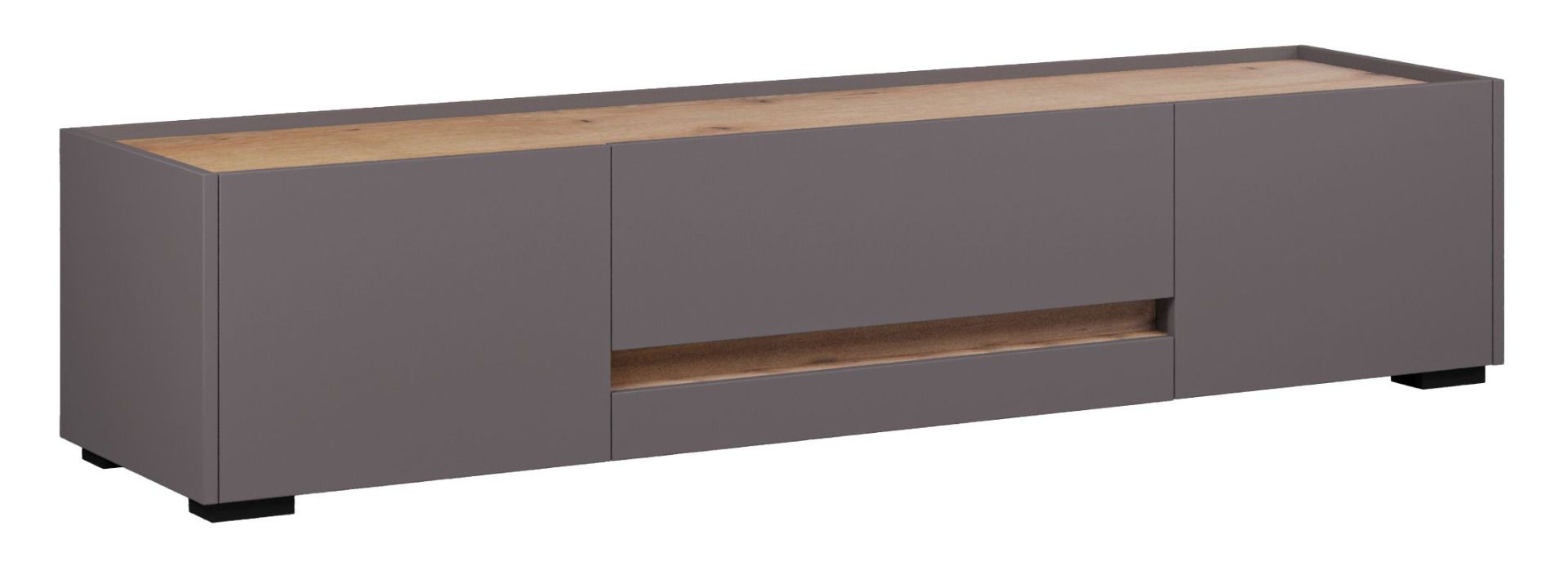 TV-Unterschrank Geltru 01, Farbe: Eiche Artisan / Grau - Abmessungen: 39 x 185 x 45 cm (H x B x T)