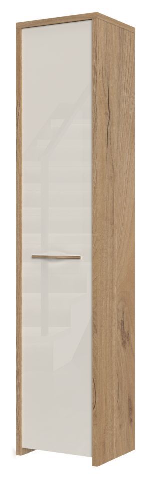 Schrank Gataivai 19, Farbe: Beige Hochglanz / Walnuss - 192 x 41 x 36 cm (H x B x T)