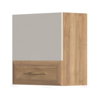 Hängeschrank Gataivai 32, Farbe: Beige Hochglanz / Walnuss - Abmessungen: 56 x 55 x 30 cm (H x B x T)