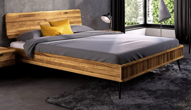 Doppelbett Rolleston 01 Wildeiche massiv geölt - Liegefläche: 180 x 200 cm (B x L)