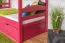 Etagenbett / Stockbett 90 x 200 cm "Easy Premium Line" K17/n inkl. Liegeplatz und 2 Abdeckblenden, Buche Massivholz Rosa lackiert, teilbar