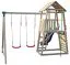 Kinder Spielturm mit Rutsche und Doppelschaukel, Kletterwand und Rutschstange