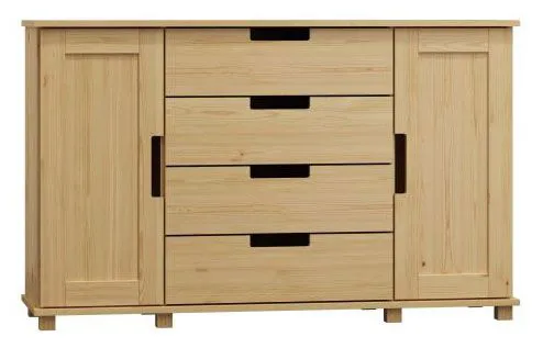 Highboard Kiefer massiv Vollholz natur 004 - Abmessung 120 x 140 x 47 cm (H x B x T)