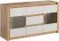 Vitrine Ortstock 01, Farbe: Eiche / Weiß - 79 x 140 x 43 cm (H x B x T)