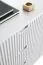 Weiße Kommode Makreb 07 mit 3 Schubladen, 87 x 168 x 61,5 cm, Beine aus Metall in Schwarz, gefräßte Front, Soft Close, 4 Fächer, 2 Türen, ABS 