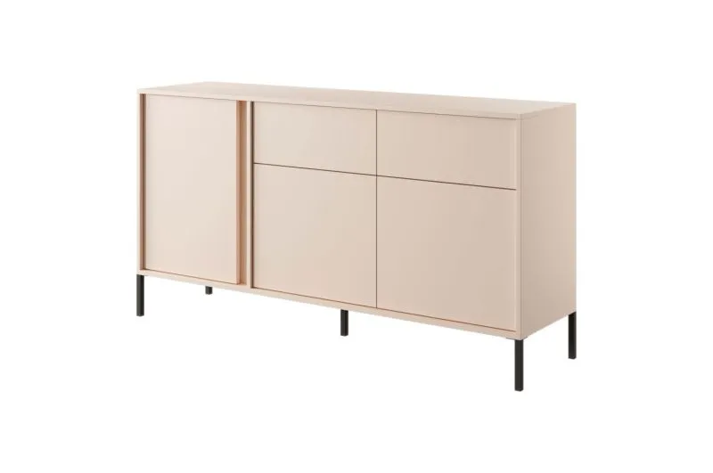 Sideboard mit drei Türen Zaghouan 05, Farbe: Beige - Abmessungen: 81,5 x 153 x 39,5 cm (H x B x T), mit zwei Schubladen