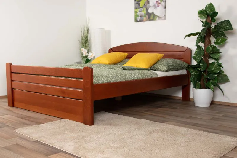 Doppelbett "Easy Premium Line" K7 inkl.1 Abdeckblende, 160 x 200 cm Buche Vollholz massiv Kirschfarben lackiert